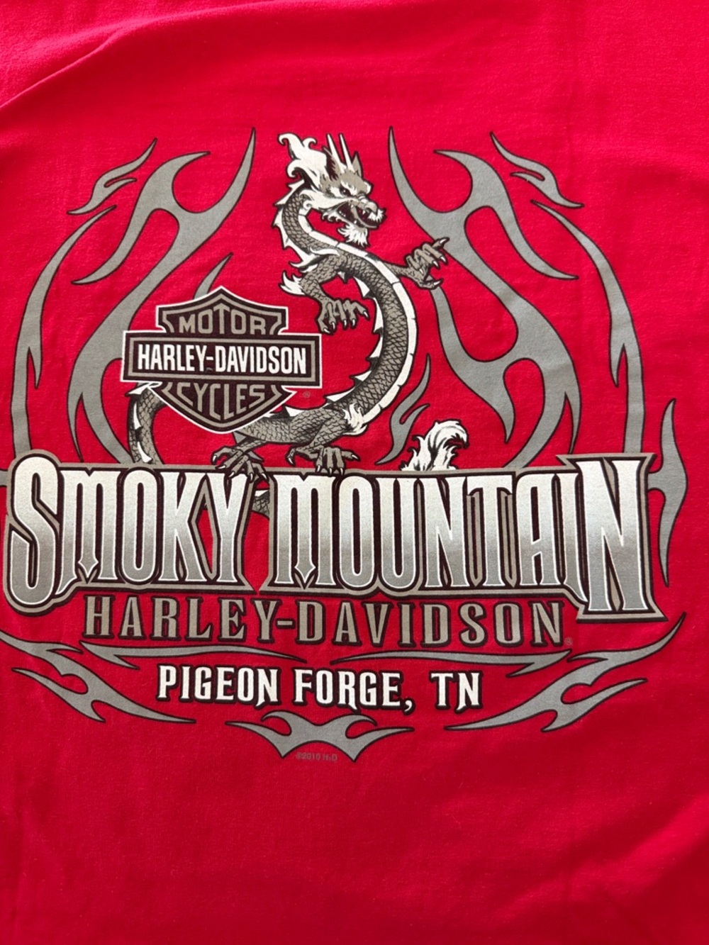 Harley Davidson Smoky Mountain Pigeon Forge Dragon T-Shirt Red L RK Stratman - Picture 3 of 5